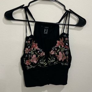 Forever 21 Floral Embroidered Cropped Cami